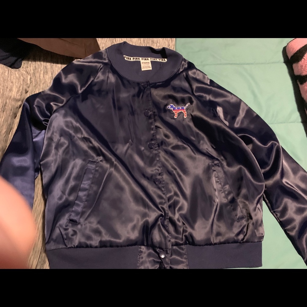 Victoria Secret Pink Merica Satin Bomber Jacket